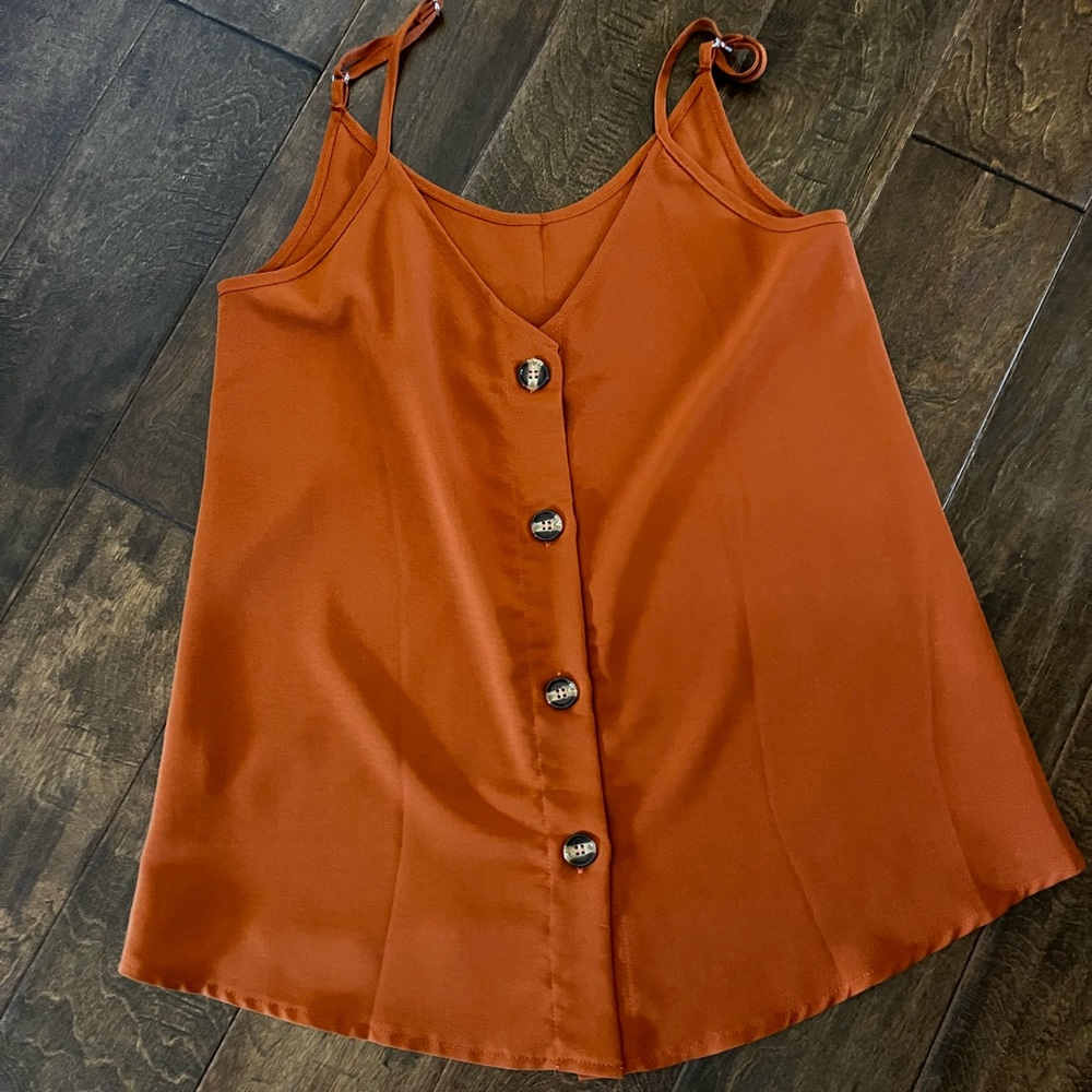 Rust colored button down blouse